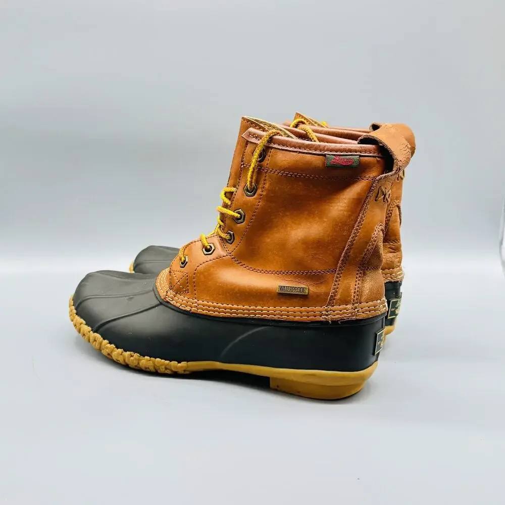 G H Bass Boots Mens Size 8 Waterproof Duck Leather Rubber Sole Outdoor Hiking